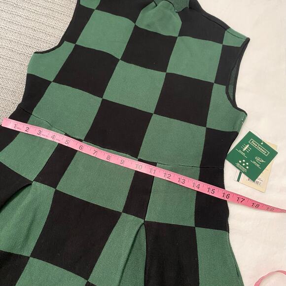 Fore All McKell Green Checkered Mini Dress Women's Large Golf Performance New - Picture 3 of 11